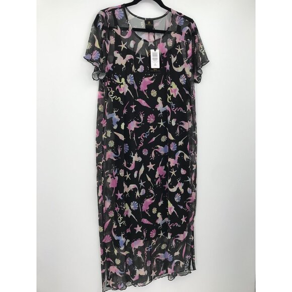 Torrid Disney The Little Mermaid Midi Mesh T-Shirt Dress Black 2X NEW - Picture 2 of 9